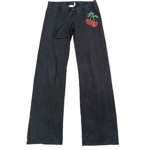 Rare Juicy Couture TrackSuit Pants Cherry Logo Authentic Vintage Fleece Small